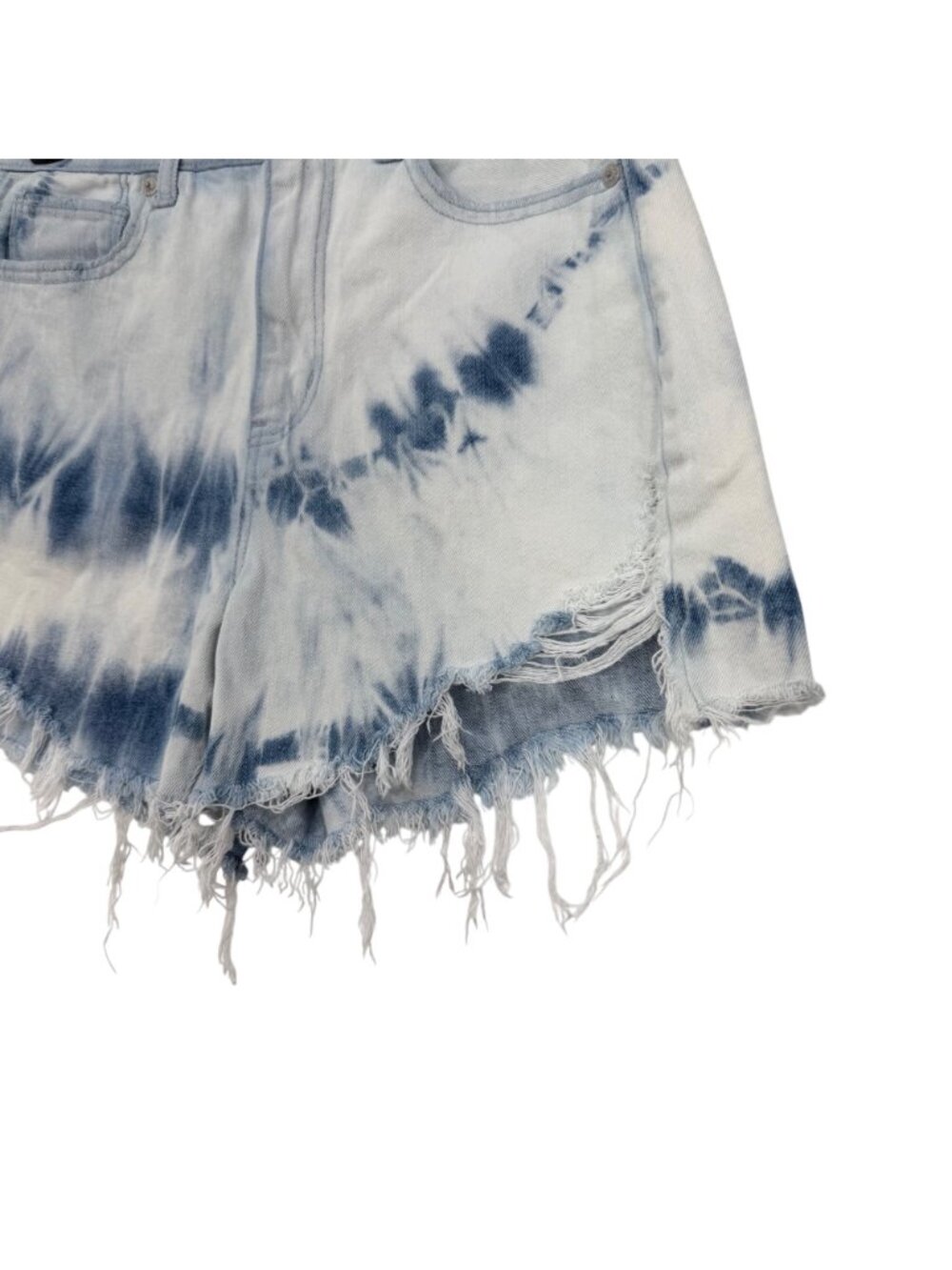 American Eagle Womens Highest Rise Tie-Dye Mom Shorts Size 2  Distressed Raw Hem - Picture 12 of 14
